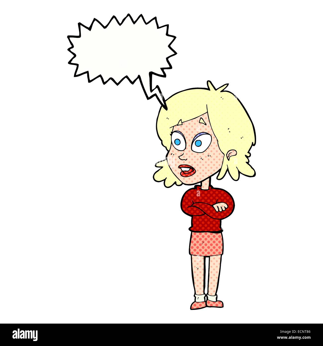 cartoon surprised woman with speech bubble Stock Vector Image & Art - Alamy