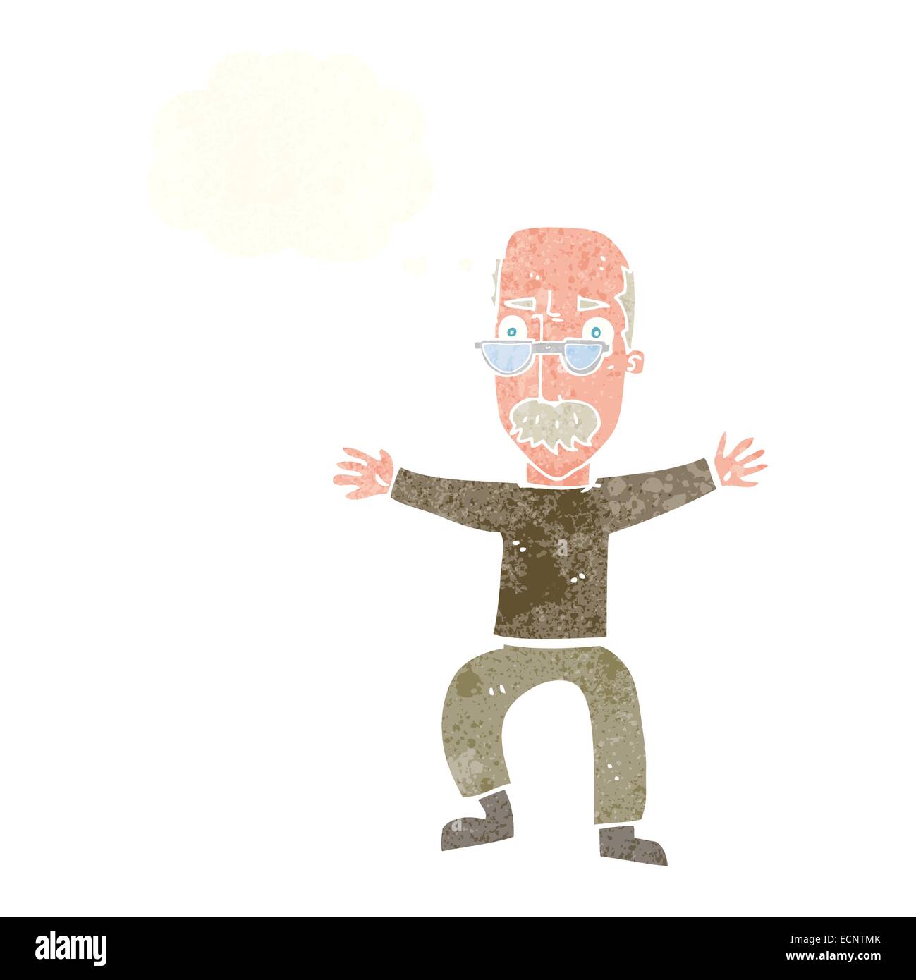 cartoon old man waving arms with thought bubble Stock Vector Image ...