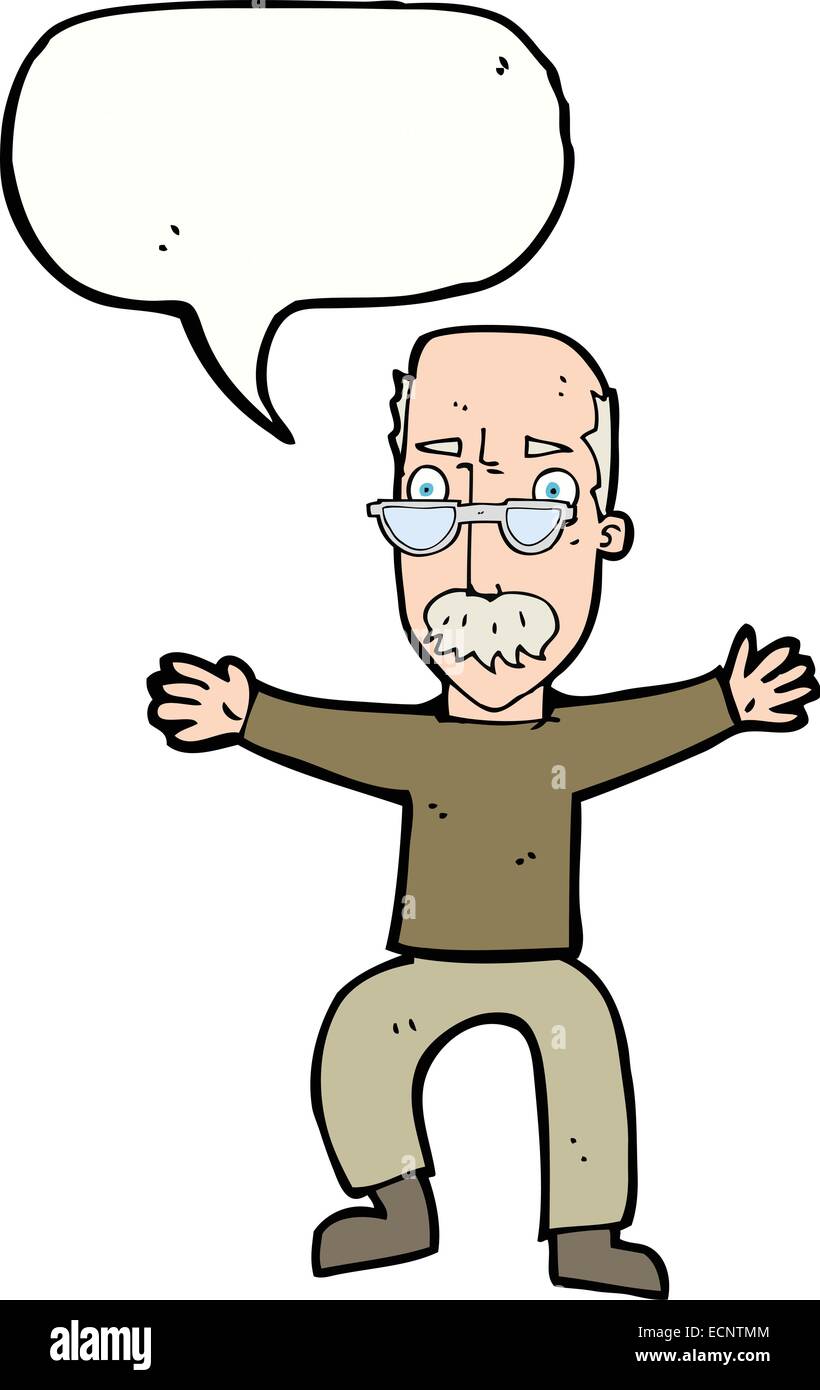 cartoon old man waving arms with speech bubble Stock Vector Image & Art ...