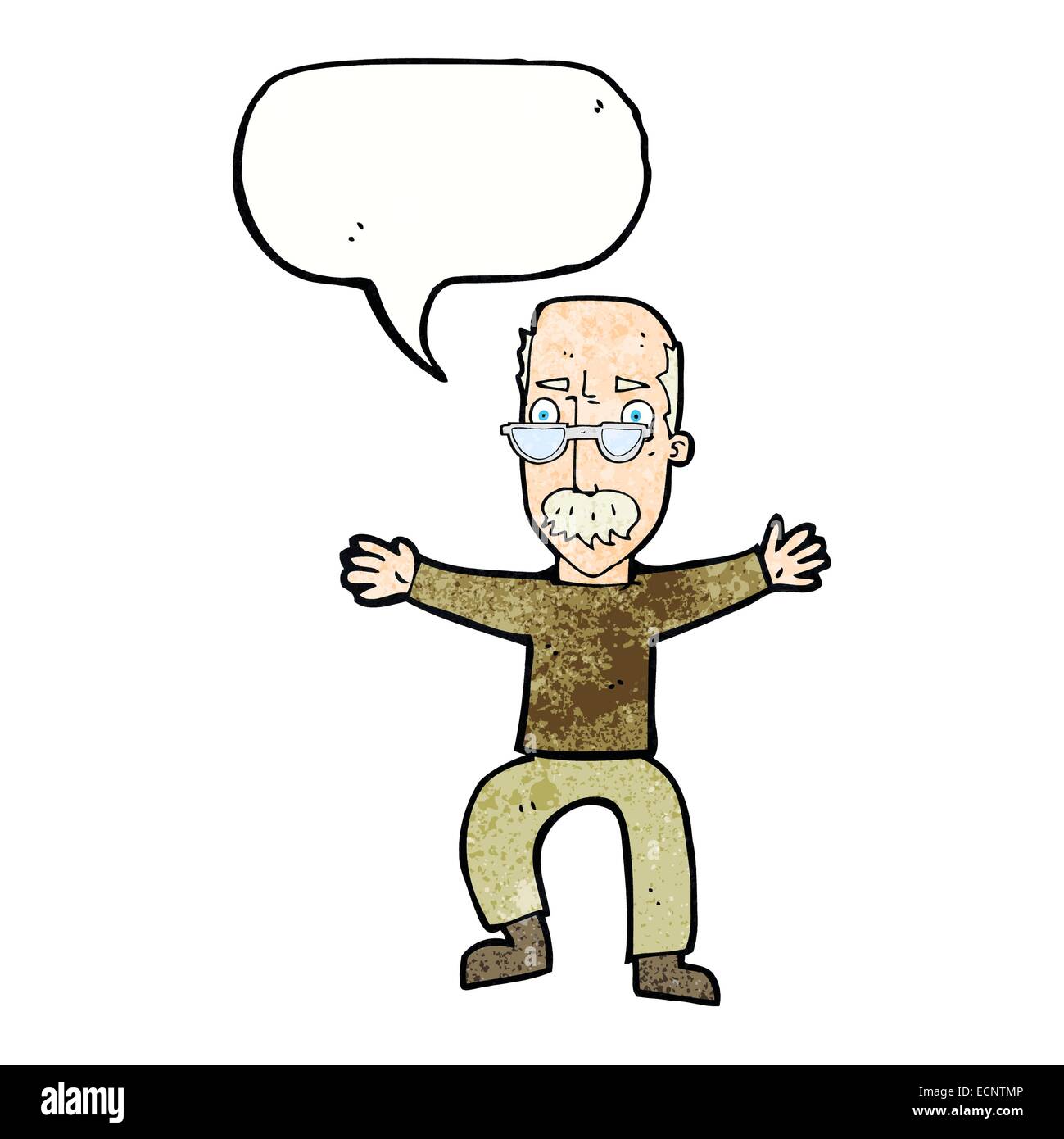cartoon old man waving arms with speech bubble Stock Vector Image & Art ...