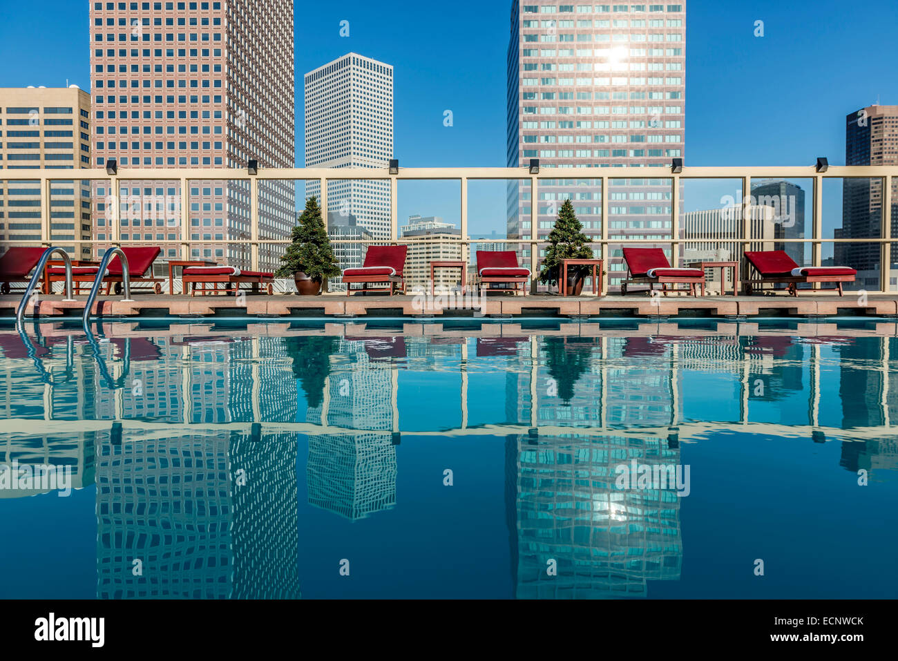 Rooftop swimming pool at the Warwick Denver Hotel. Colorado. USA Stock