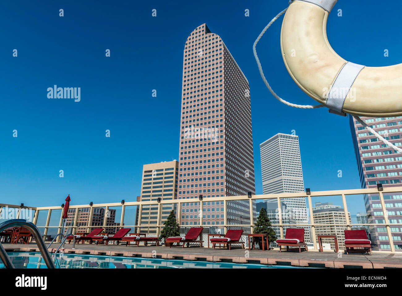 Rooftop swimming pool at the Warwick Denver Hotel. Colorado. USA Stock