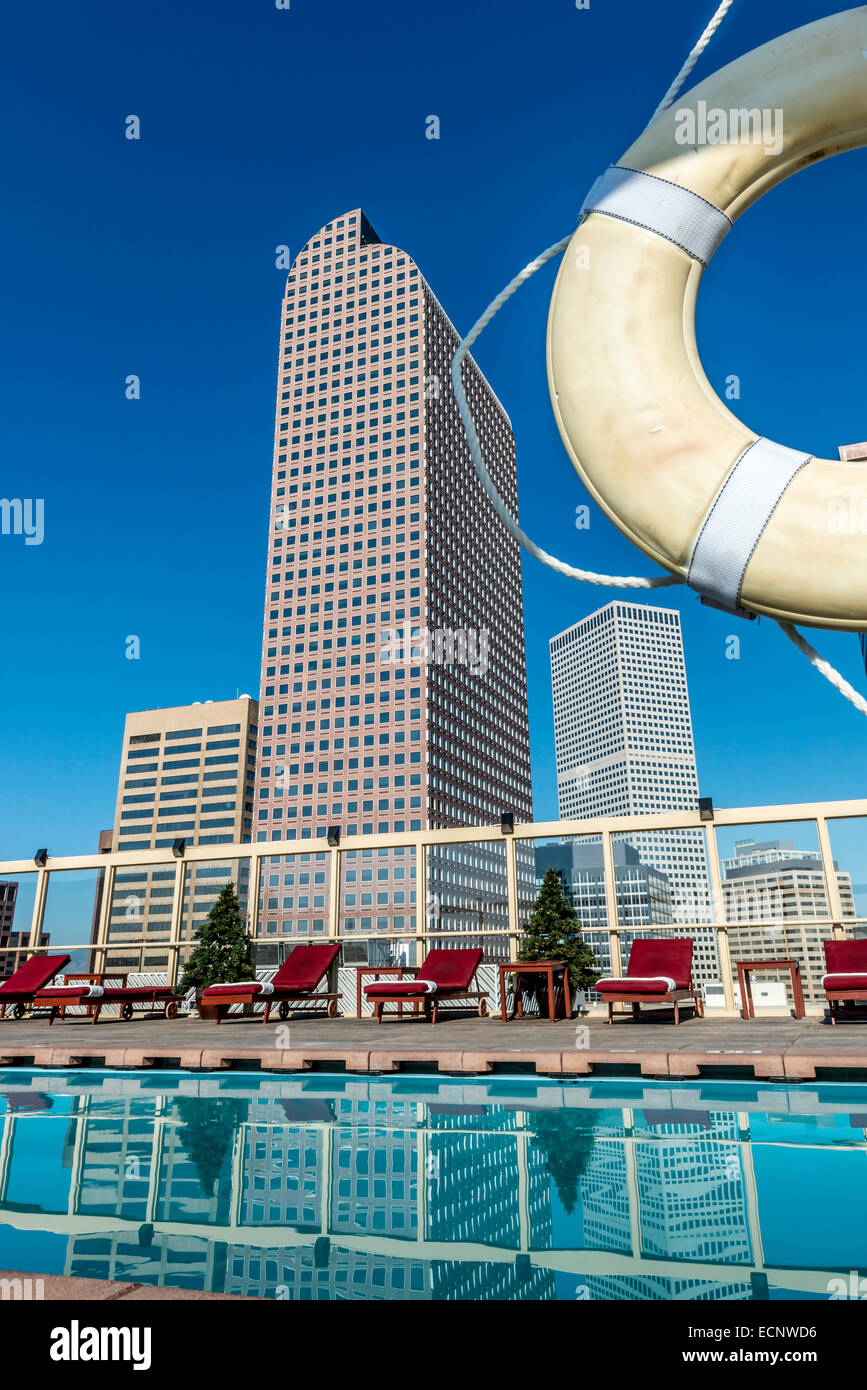 Rooftop swimming pool at the Warwick Denver Hotel. Colorado. USA Stock