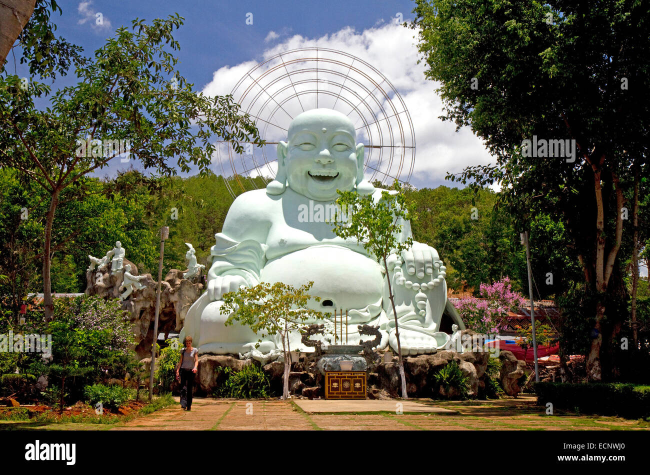 Laughing Buddha temple near Da Lat, Vietnam. Stock Photo