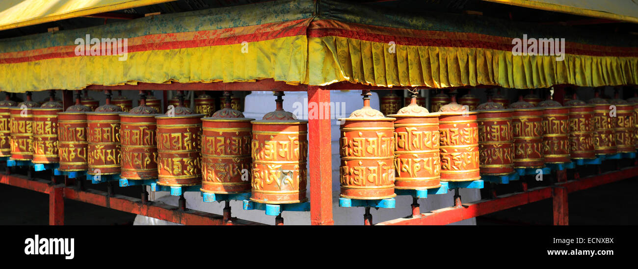 Religious Prayer Wheels at the Buddhist Stupa, Monkey Temple, UNESCO ...