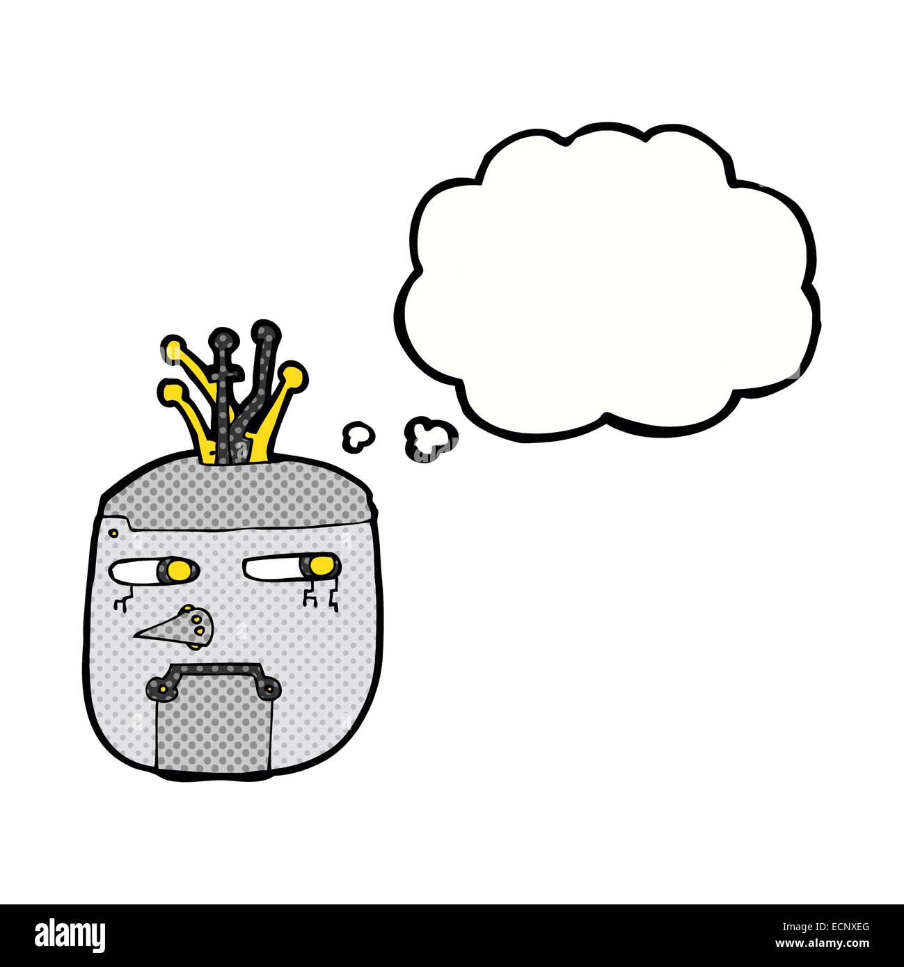 cartoon robot head with thought bubble Stock Vector Image & Art - Alamy