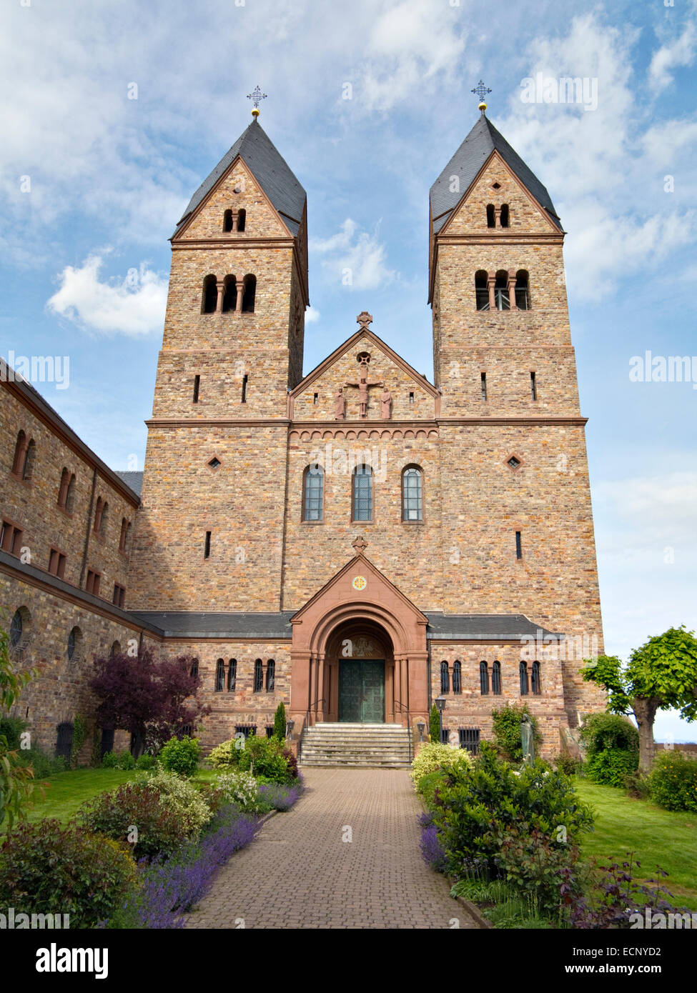 New Abbey of Saint Hildegard of Bingen, above Rudesheim, Upper Middle Rhine Valley World Heritage Site, Germany, Stock Photo