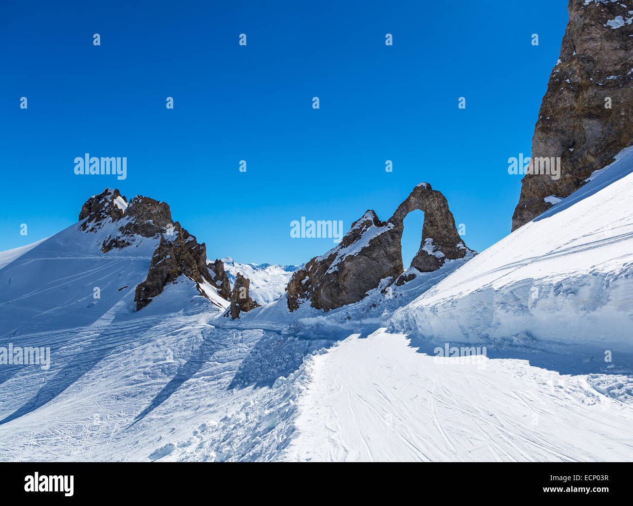 L'Aiguille Percee. Stock Photo