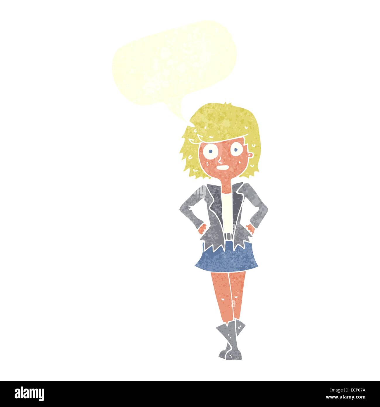 cartoon girl in jacket with speech bubble Stock Vector Image & Art Alamy