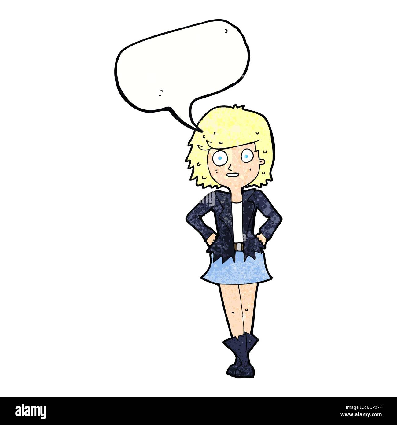 cartoon girl in jacket with speech bubble Stock Vector Image & Art Alamy