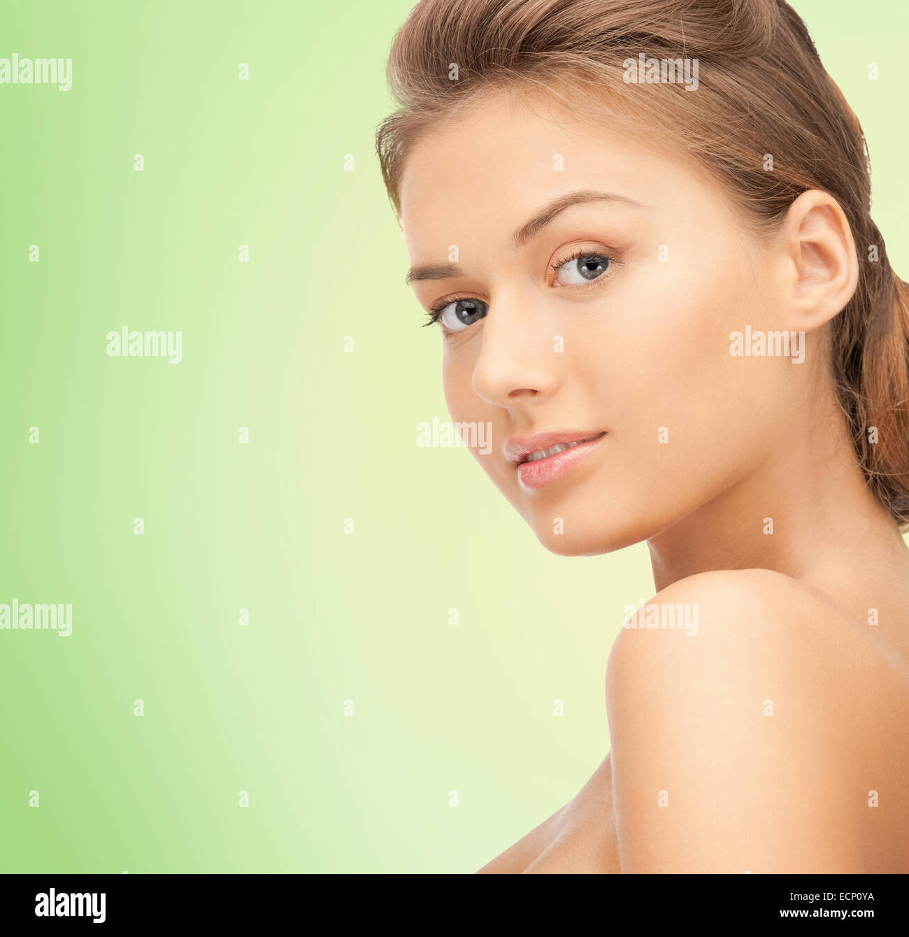 beautiful young woman with bare shoulders Stock Photo - Alamy