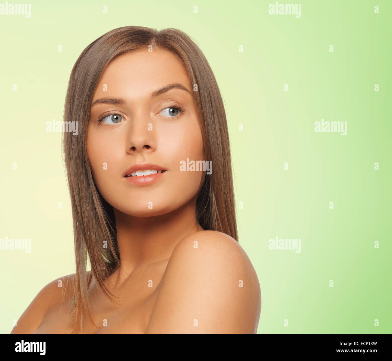 beautiful young woman with bare shoulders Stock Photo - Alamy