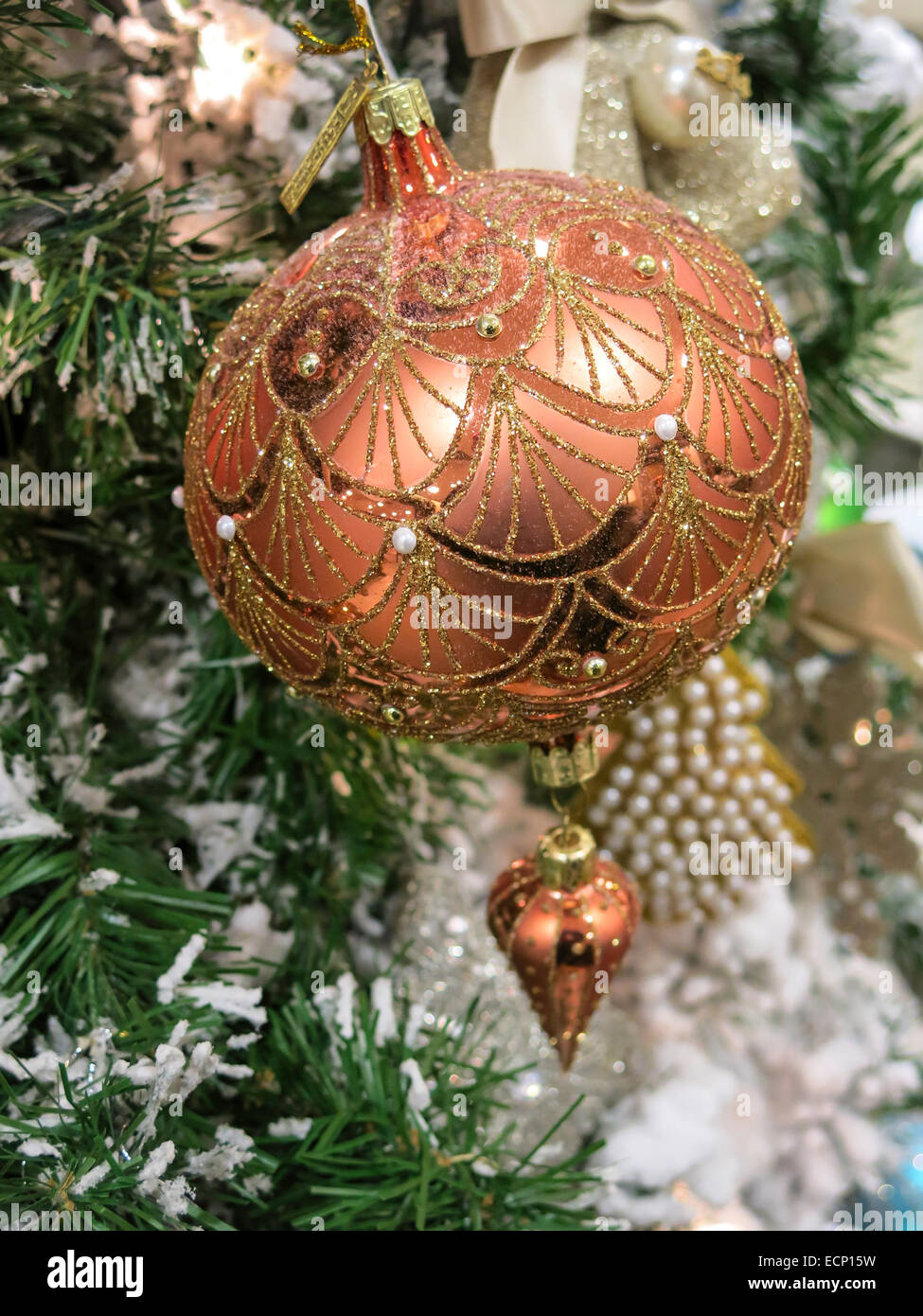 Saks Fifth Avenue Holiday Tree Ornaments, NYC Stock Photo Alamy