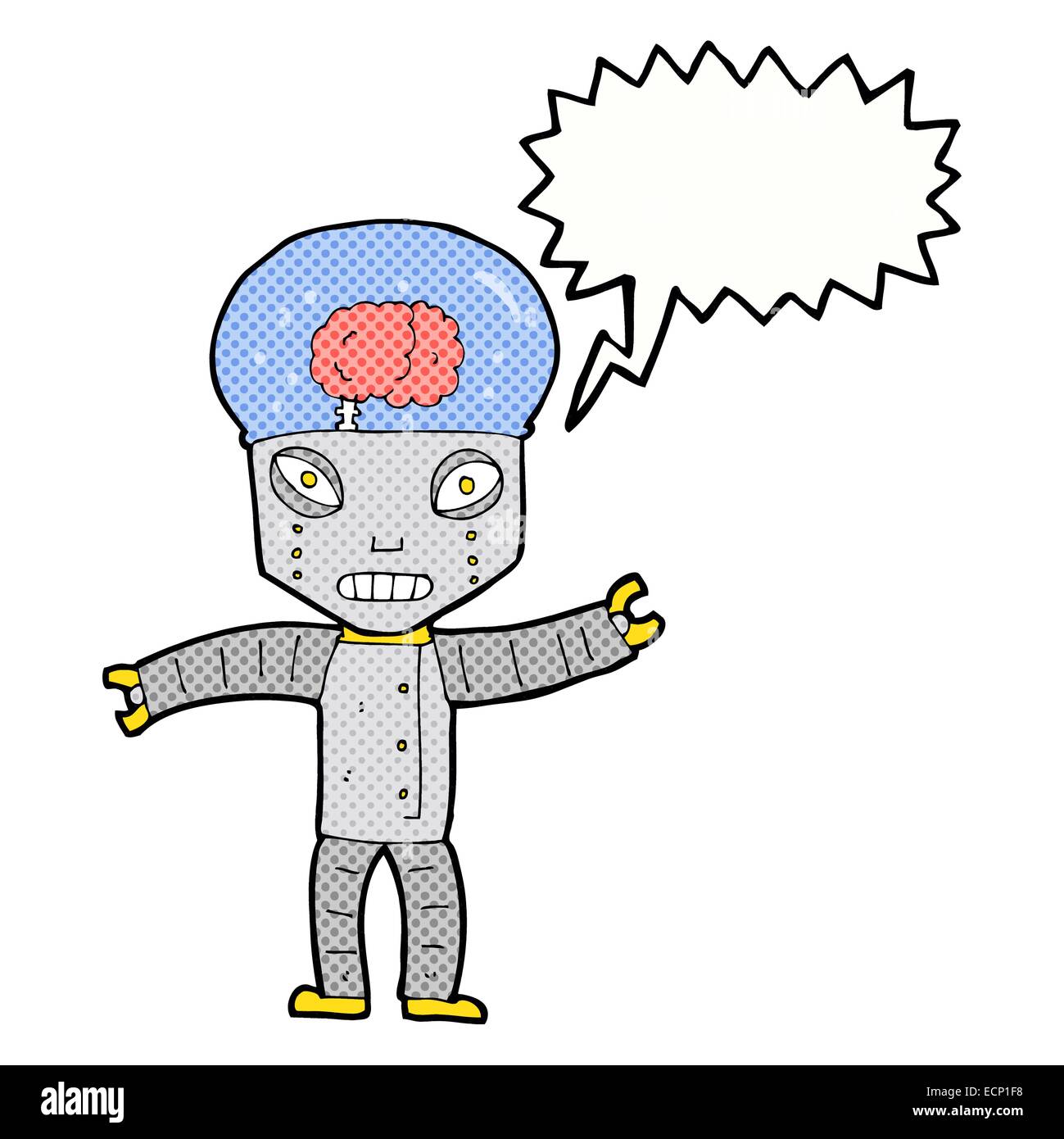 funny cartoon robot with speech bubble Stock Vector Image & Art - Alamy