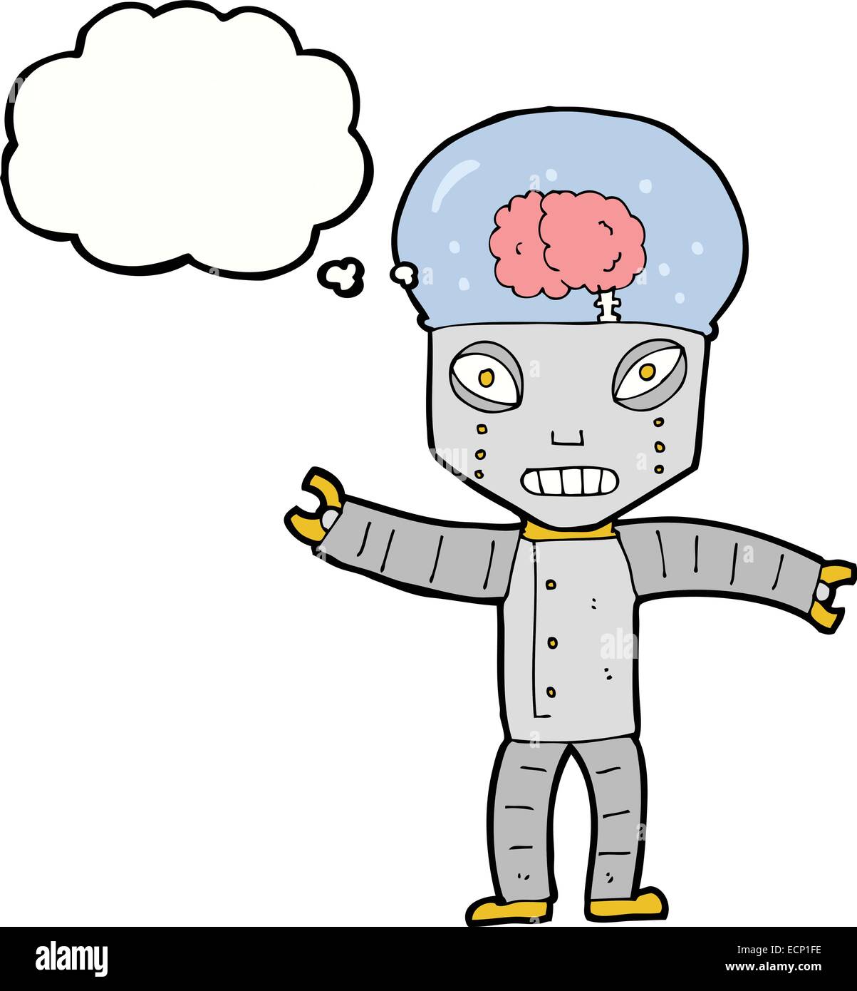 funny cartoon robot with thought bubble Stock Vector Image & Art - Alamy