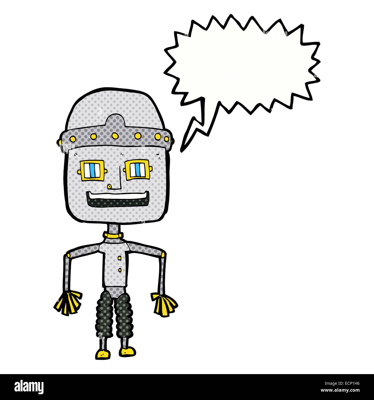 funny cartoon robot with speech bubble Stock Vector Image & Art - Alamy