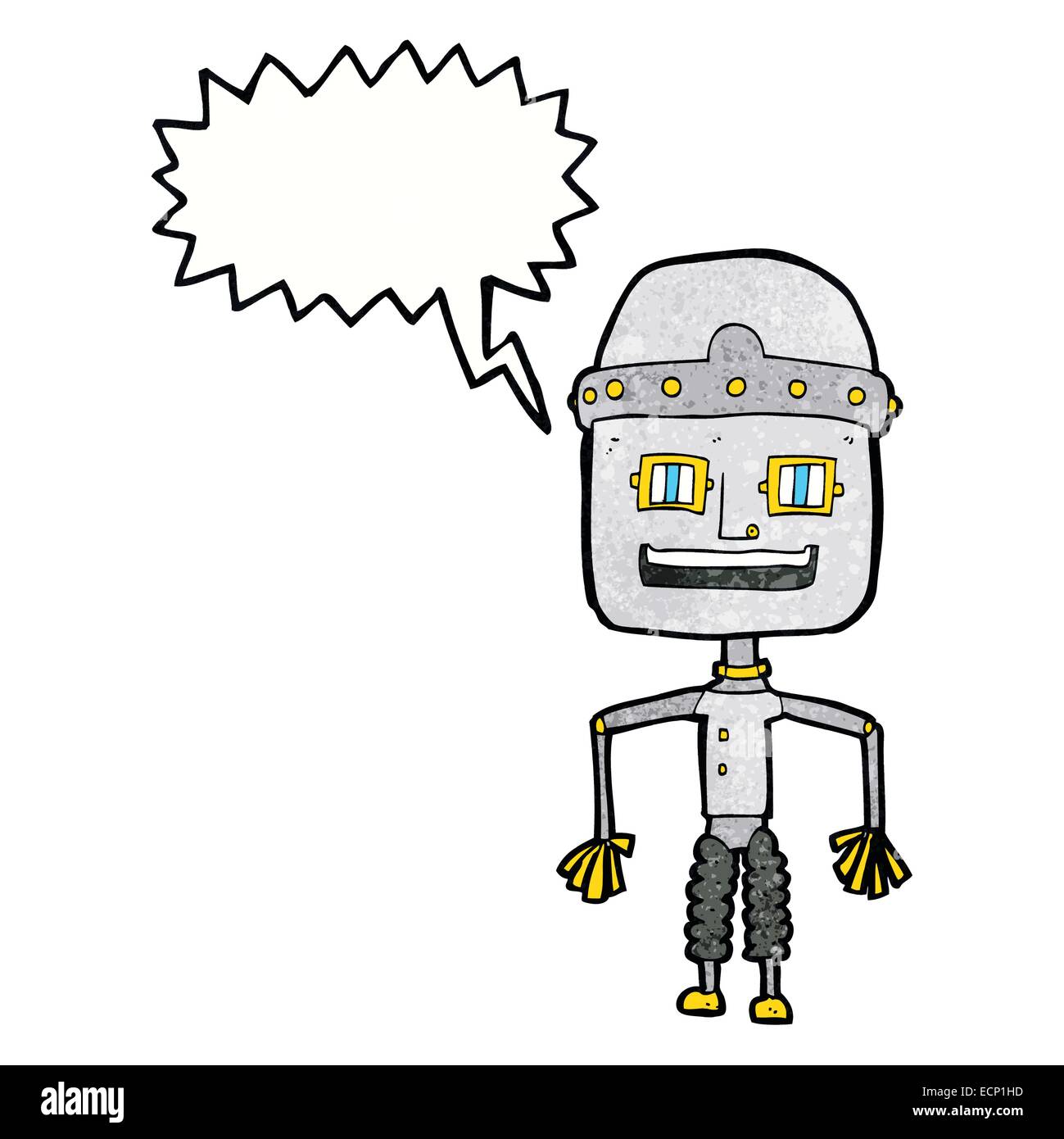 funny cartoon robot with speech bubble Stock Vector Image & Art - Alamy