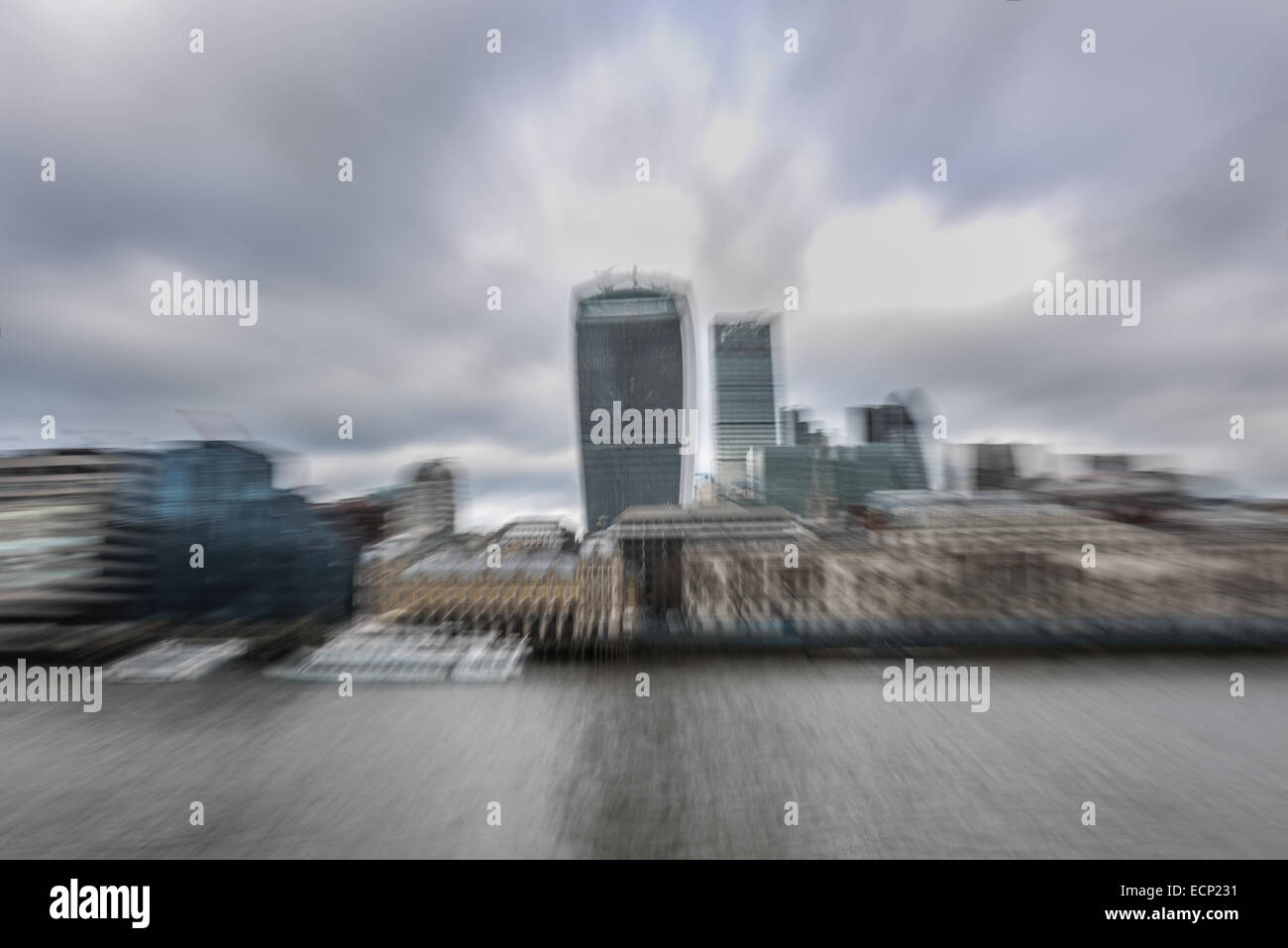Blurred view of The City of London skyline Stock Photo