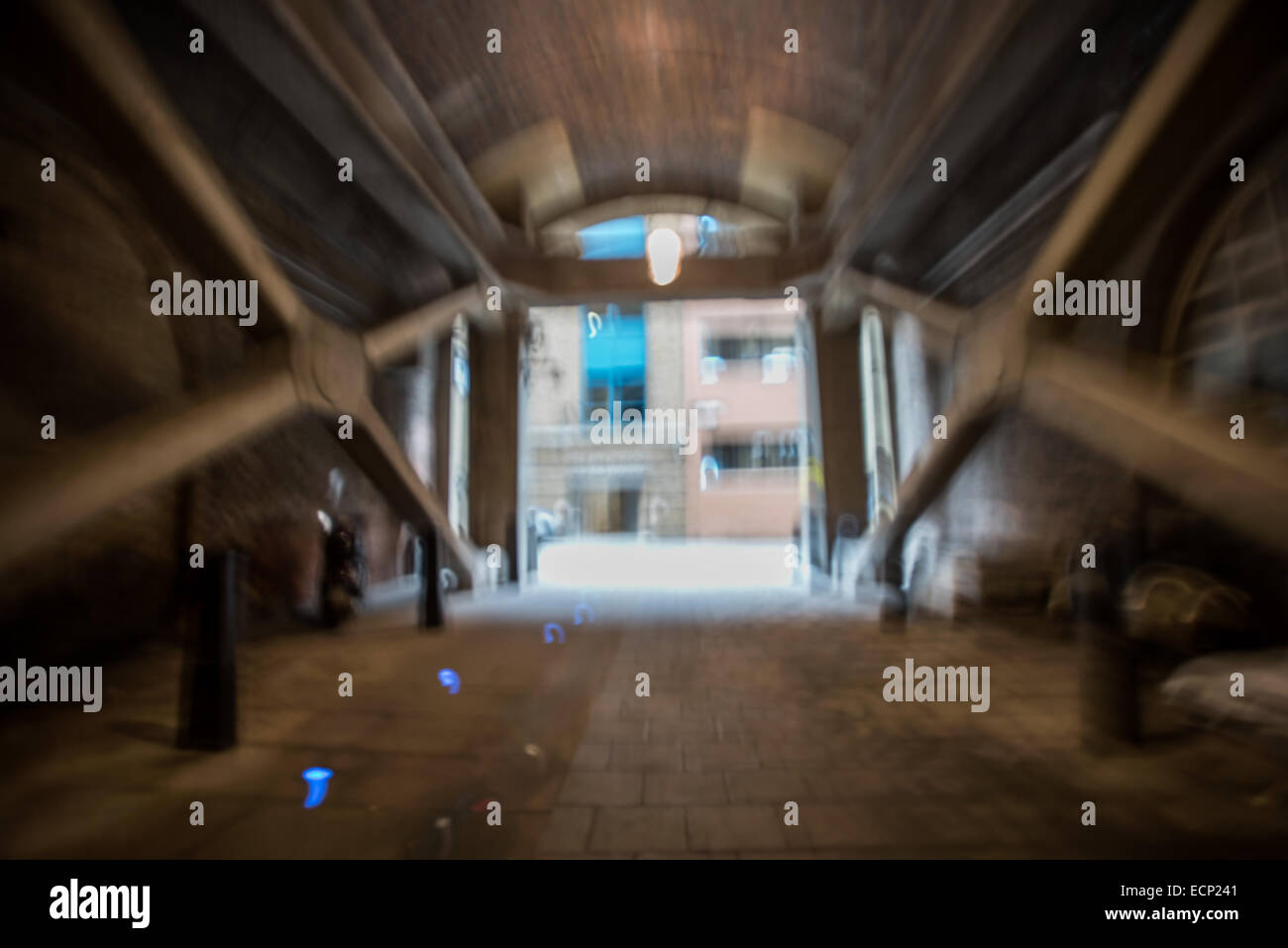 Blurred view of an underground pedestrian passegeway Stock Photo