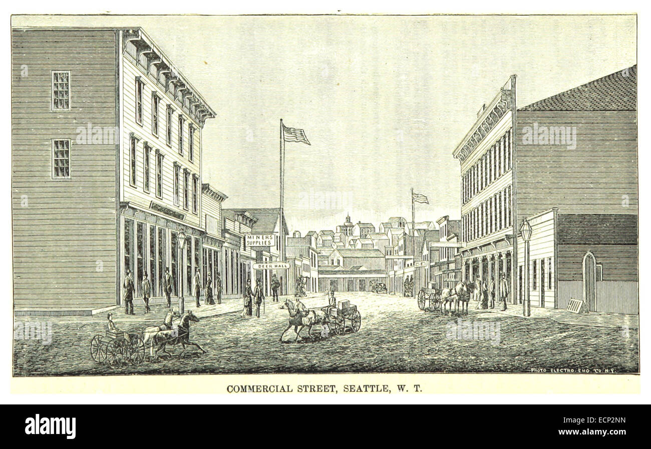(1882) COMMERCIAL STREET, SEATTLE, WASHINGTON TERRITORY Stock Photo