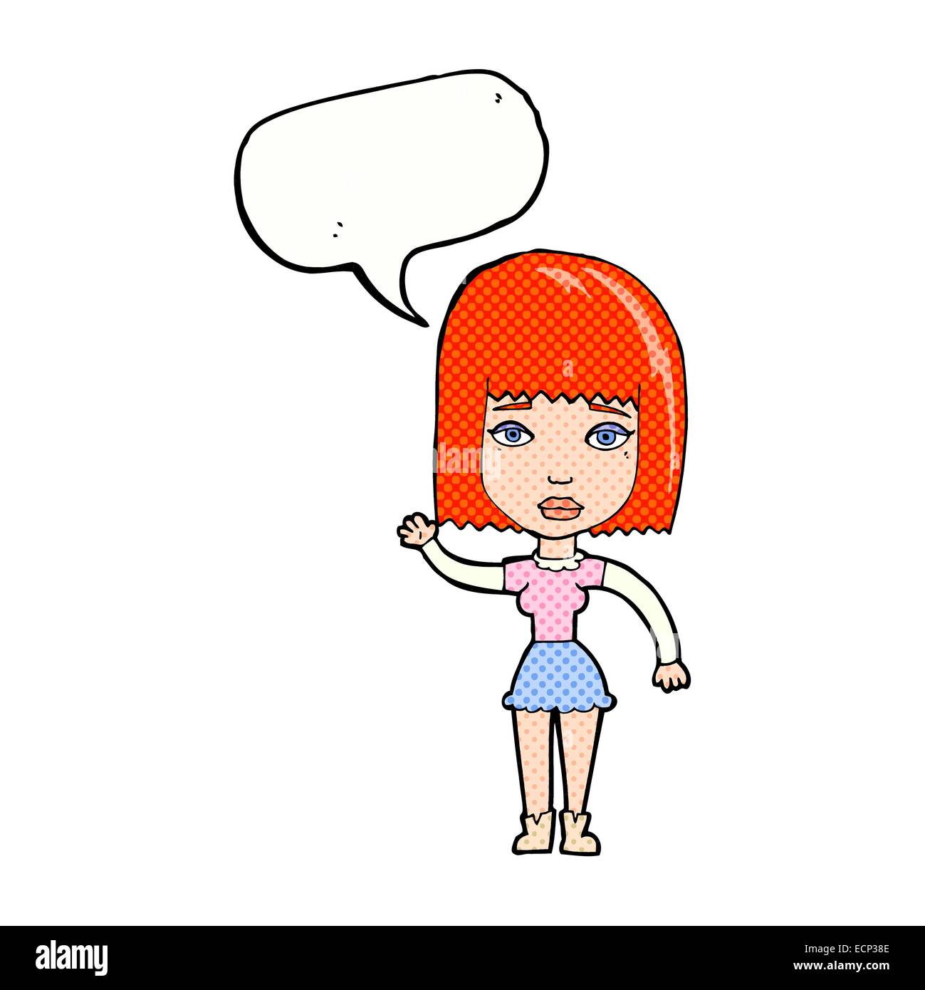 cartoon waving woman with speech bubble Stock Vector Image & Art - Alamy