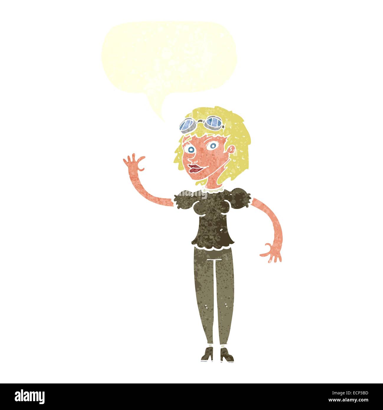 cartoon pilot woman waving with speech bubble Stock Vector Image & Art ...