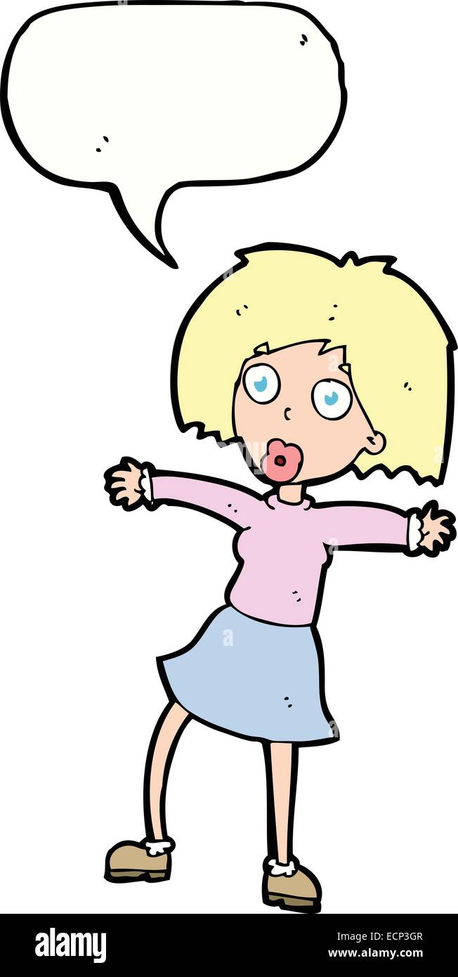 cartoon surprised woman with speech bubble Stock Vector Image & Art - Alamy