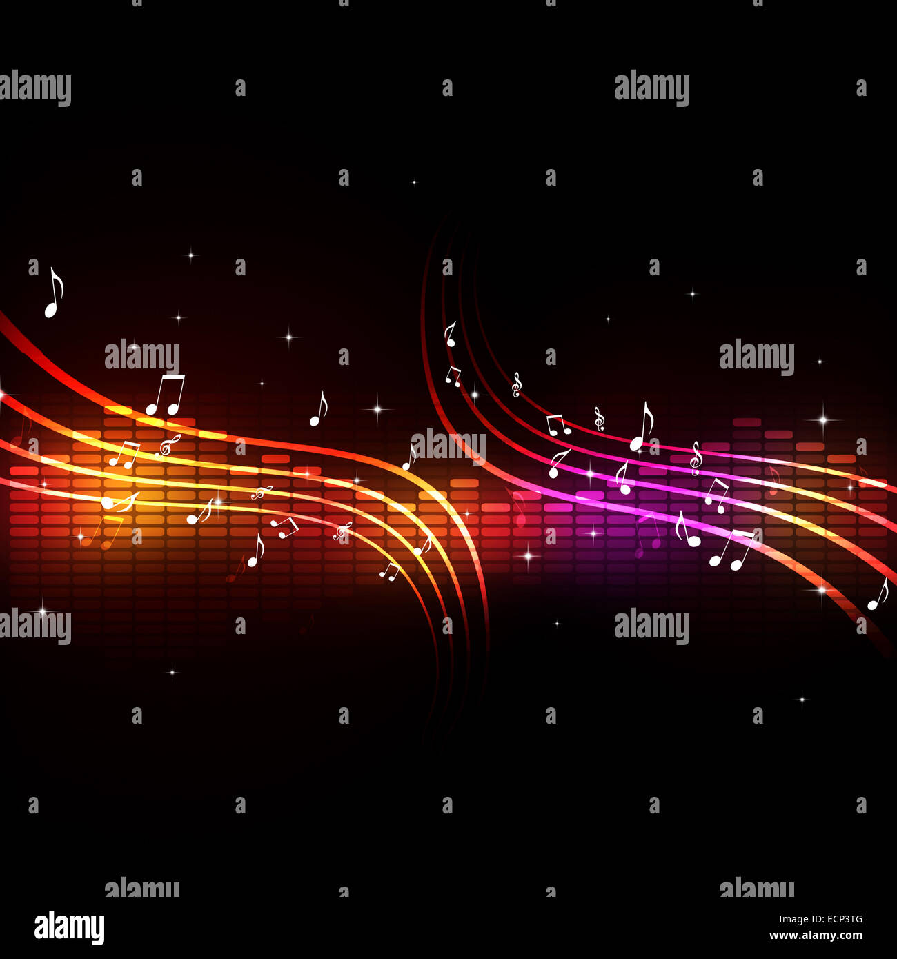 equalizer with music notes background for active dance events Stock Photo