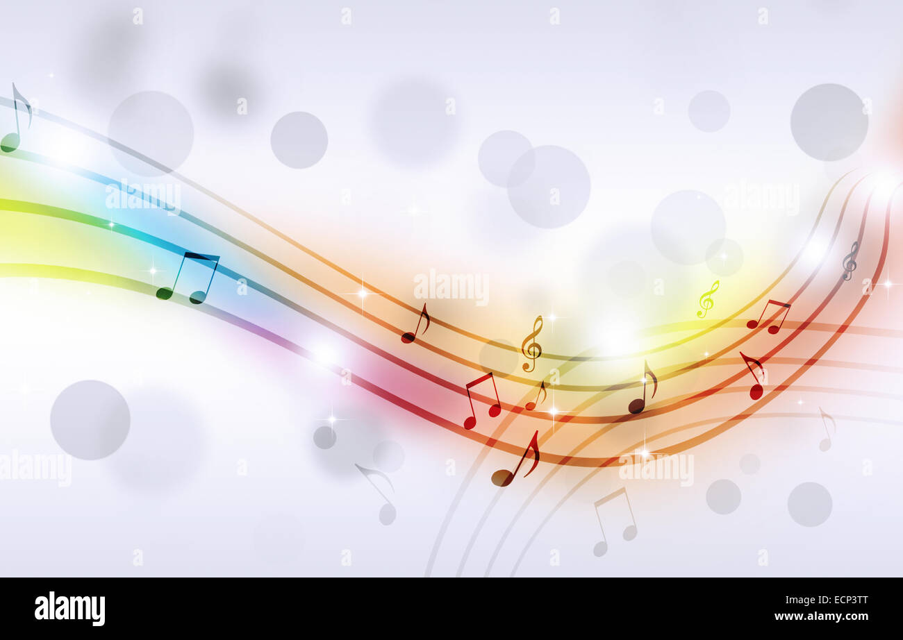 abstract party multicolor background with music notes and blurry lights Stock Photo