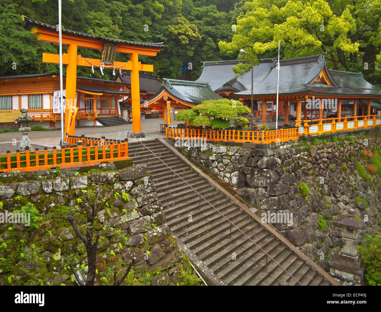 Torri gate at Kumano Nachi Taisha Grand Shrine, on Kumano Kodo Pilgrimage Route, Kii Peninsula, Wakayama Prefecture, Japan Stock Photo