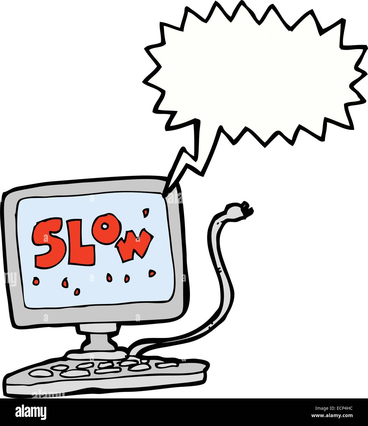 cartoon slow computer with speech bubble Stock Vector Image & Art - Alamy