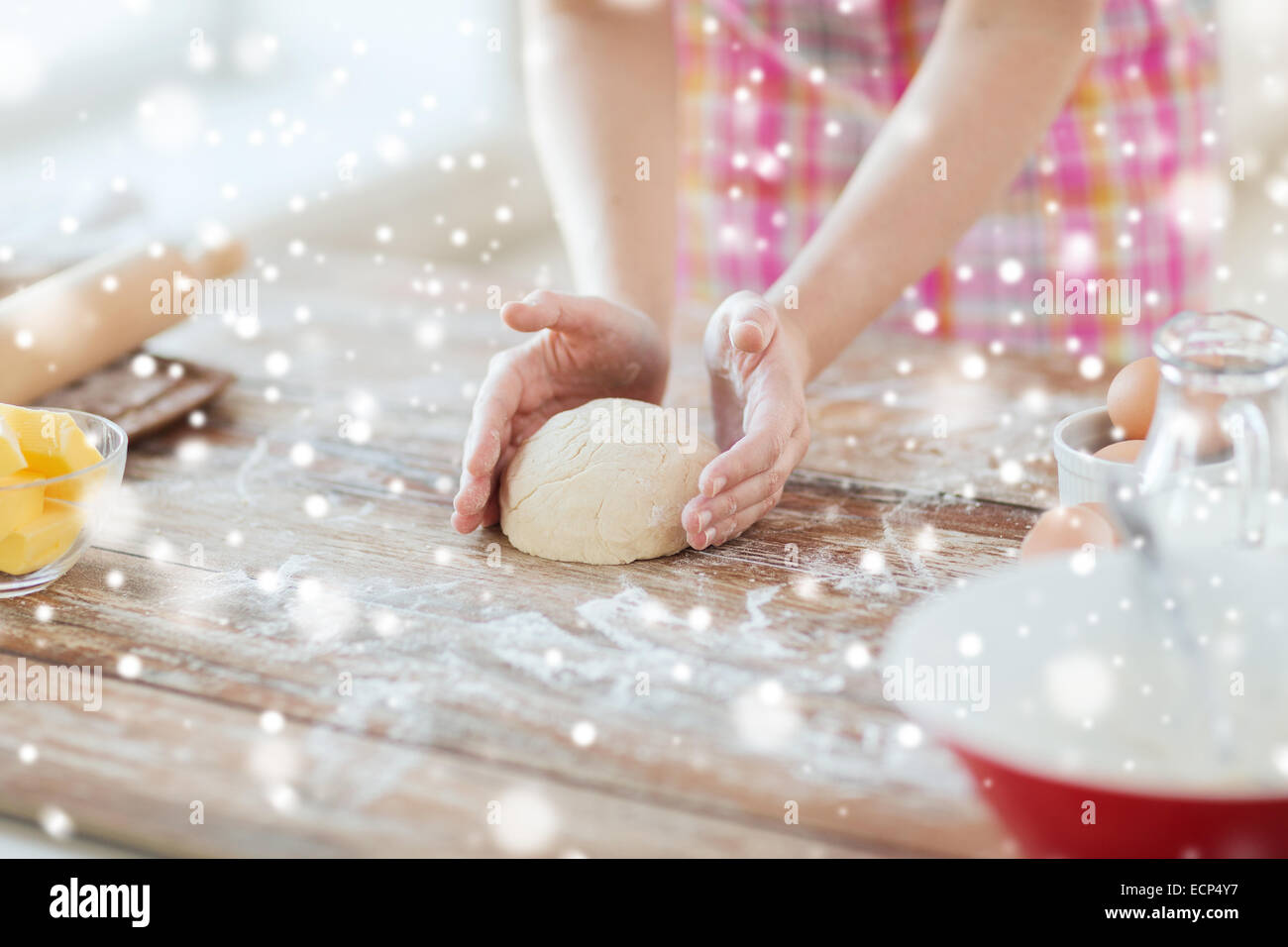 close up of female hands kneading dough at home Stock Photo - Alamy
