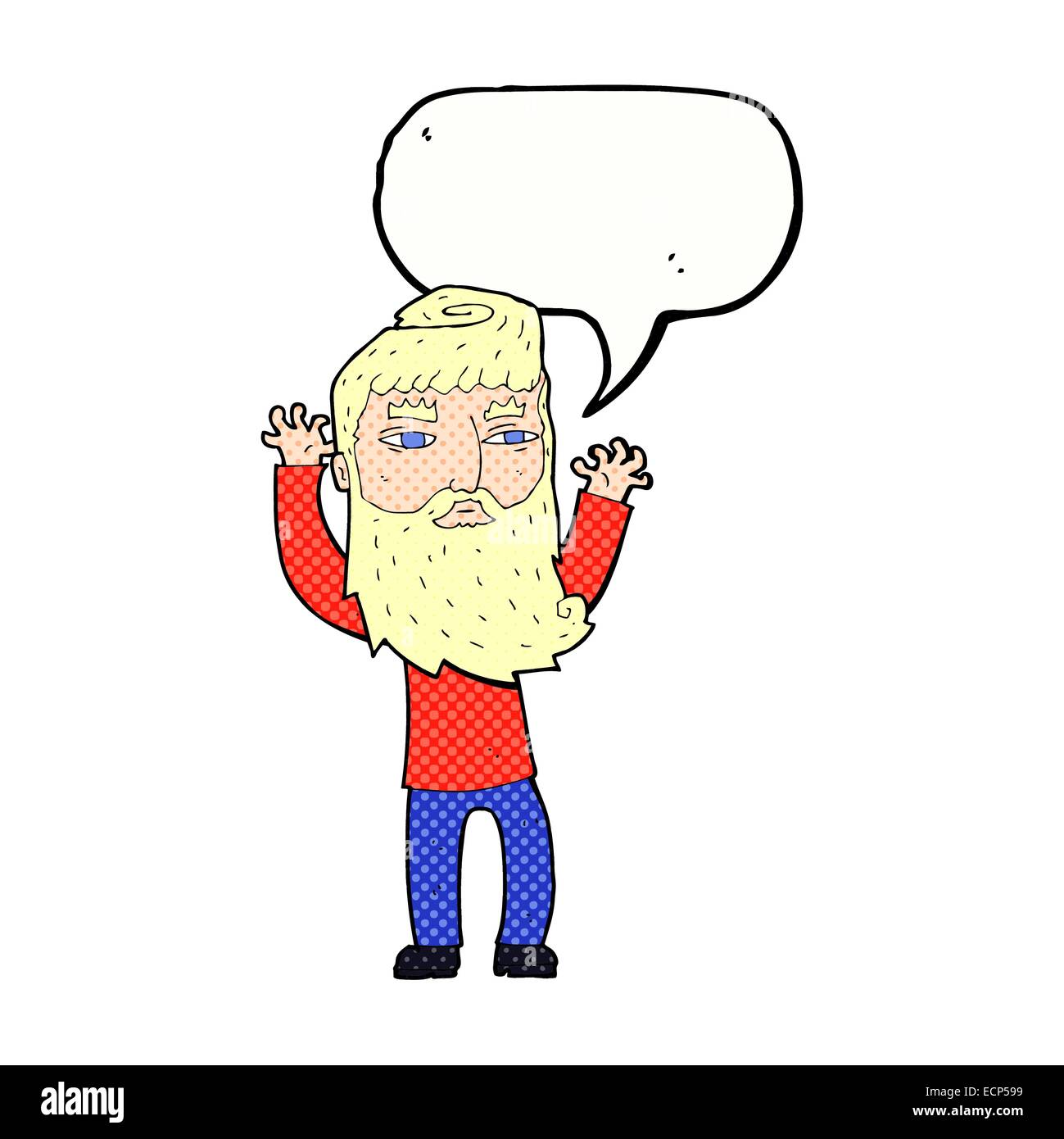 cartoon bearded man waving arms with speech bubble Stock Vector Image ...
