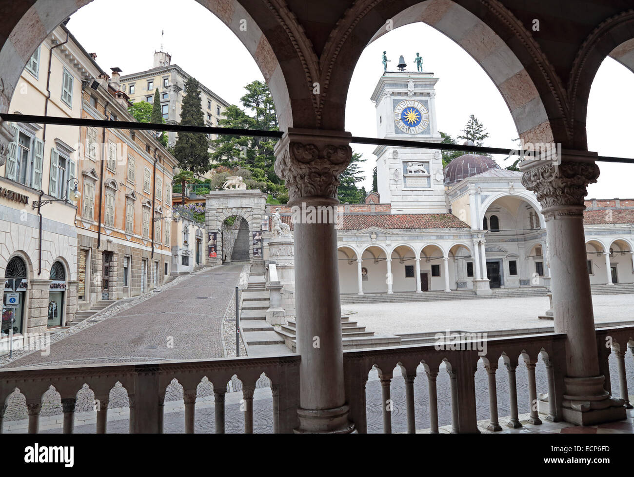 View of Place of Freedom from the loggia, Udine, Italy Stock Photo