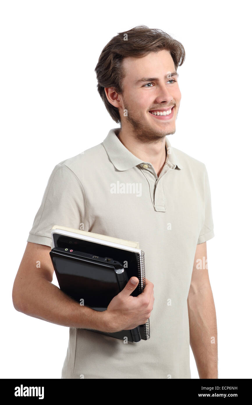 Young student teenager boy looking away isolated on a white background Stock Photo