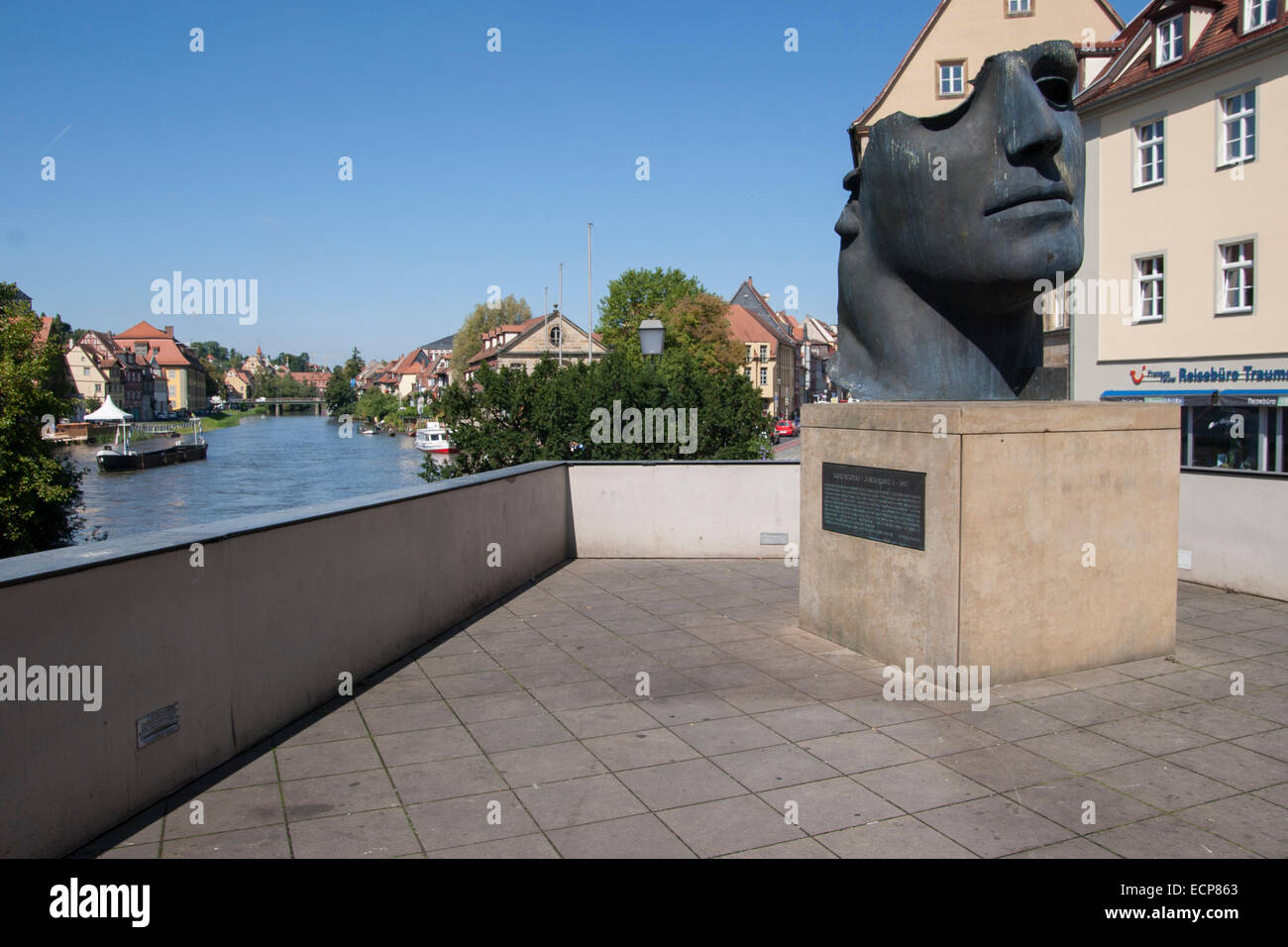 Rriver Regnitz Statue Face Woman Bamberg Germany Stock Photo