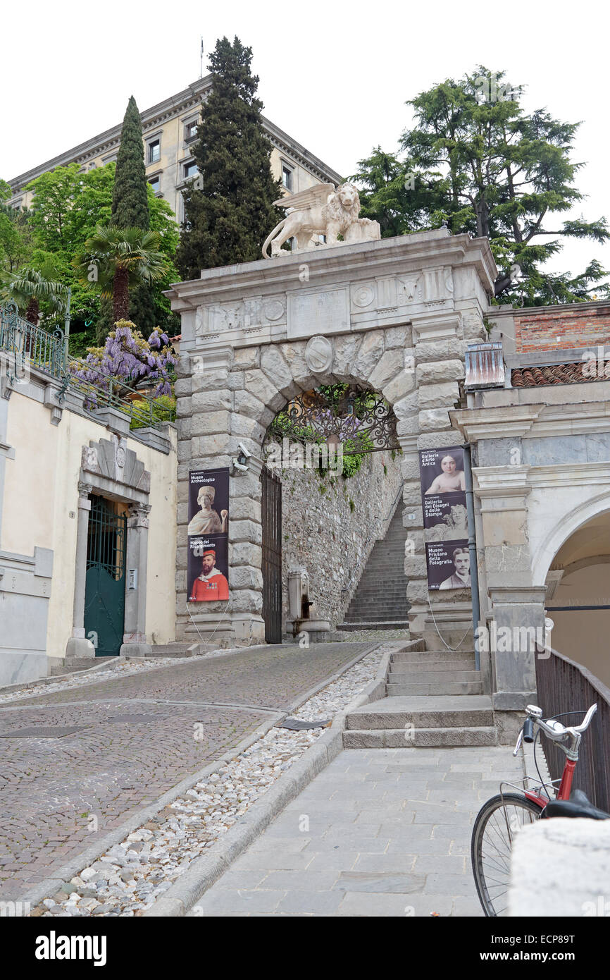 Entrance gate of the Castle of Udine, Italy Stock Photo