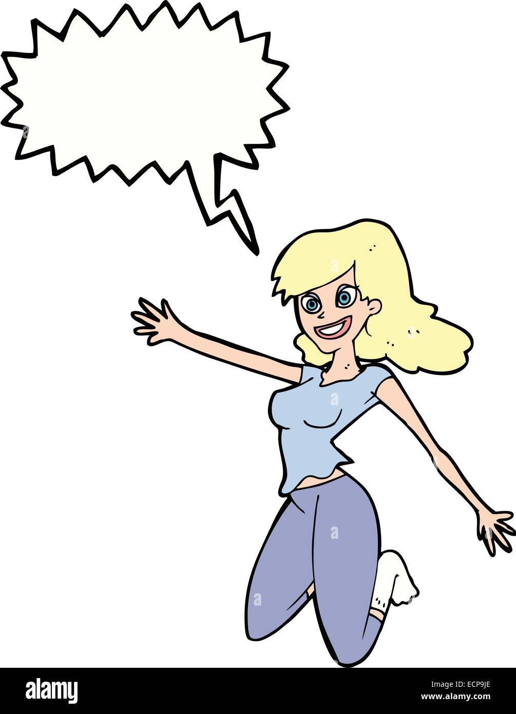 Cartoon jumping woman bubble hi-res stock photography and images - Alamy