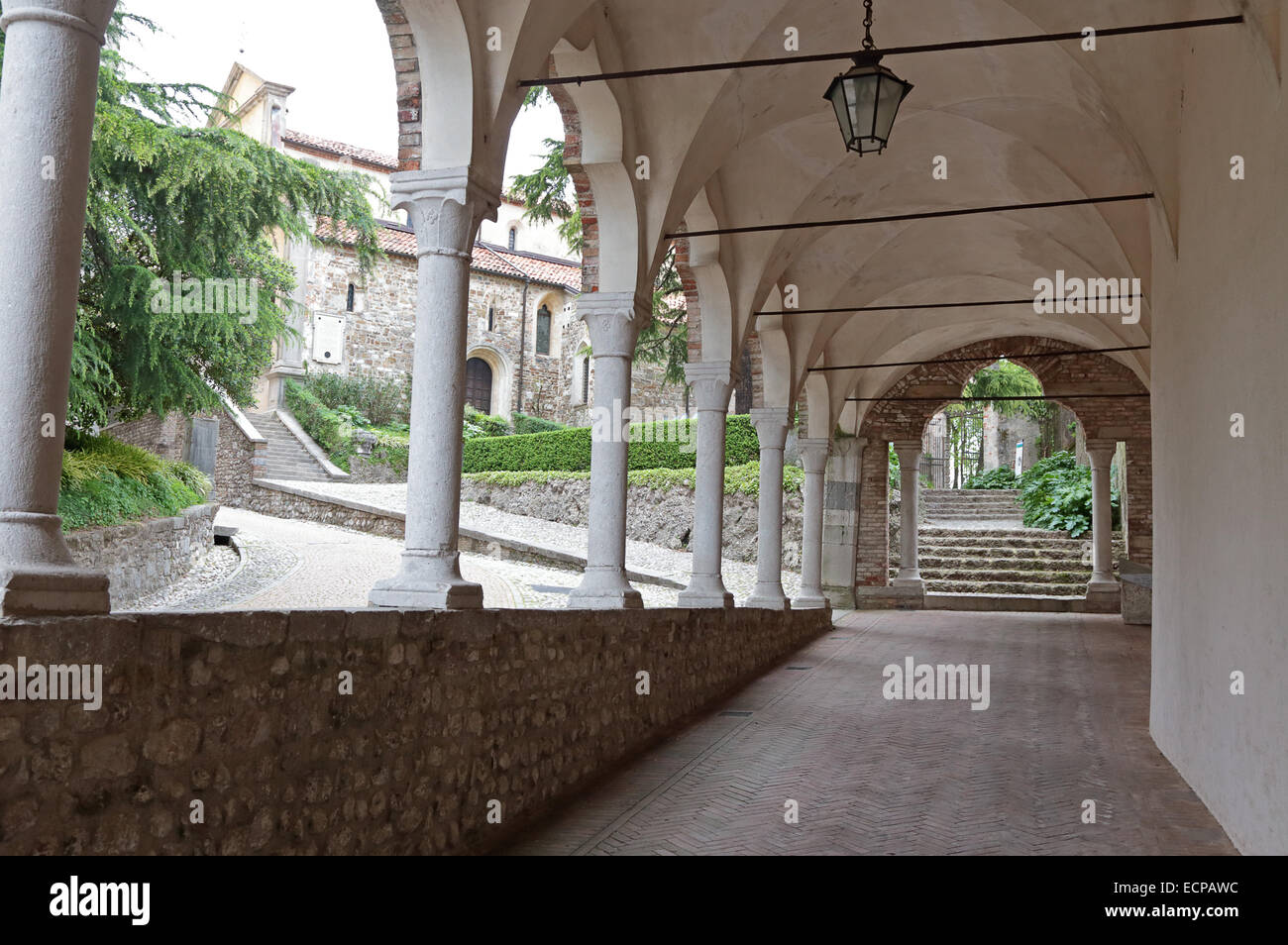 Steep climb to the Castle of Udine, Italy Stock Photo