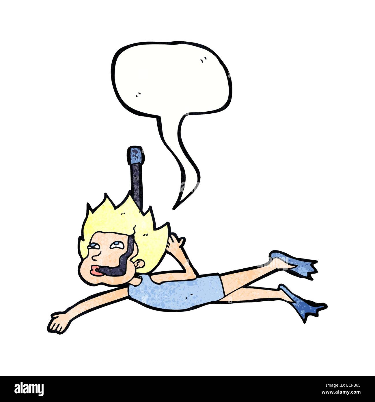 Cartoon Swimmer With Snorkel With Speech Bubble Stock Vector Image Art Alamy