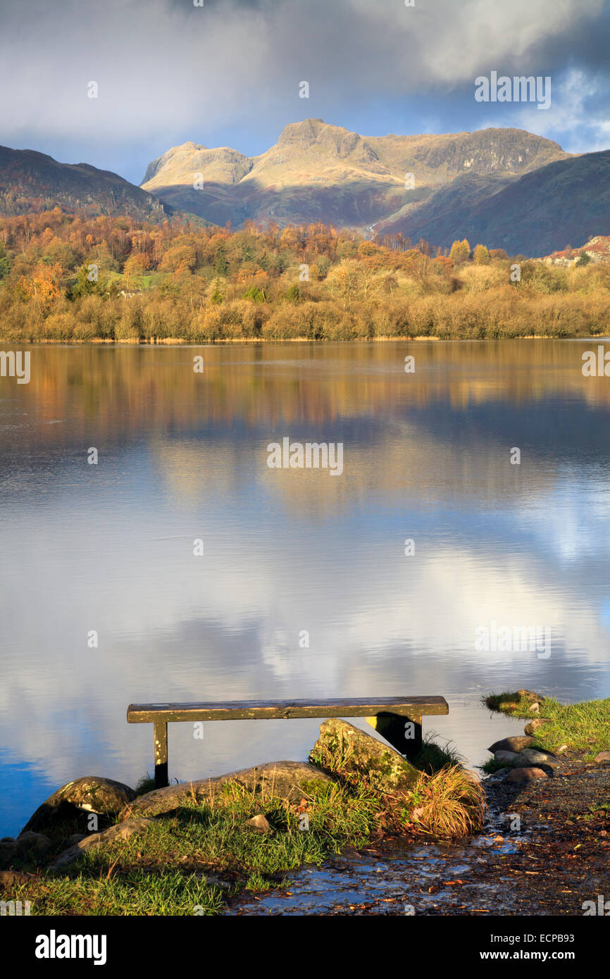 Elterwater in the Lake District National Park with the Langdale Pikes
