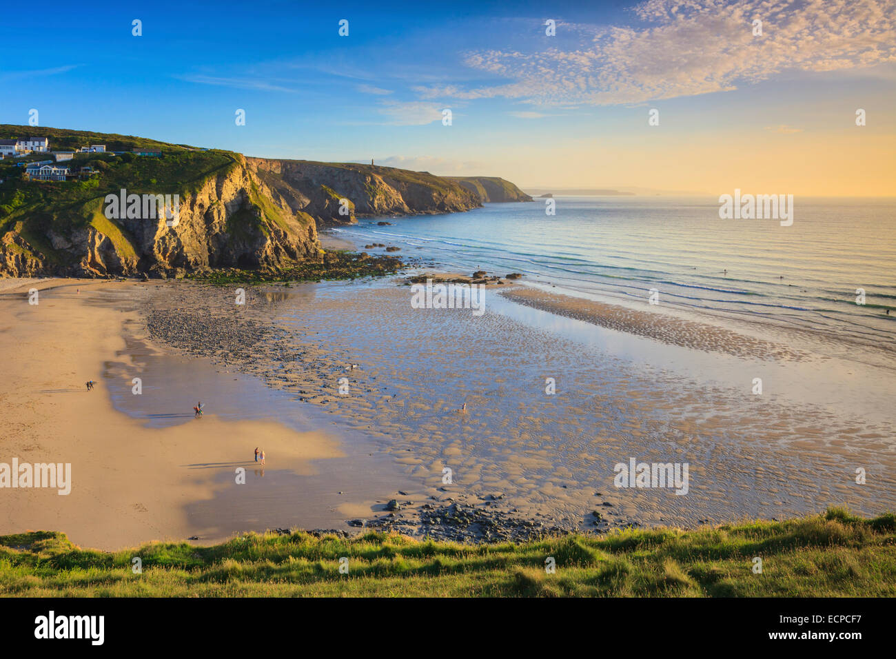 Porthtowan Beach captured fronm the coast path Stock Photo