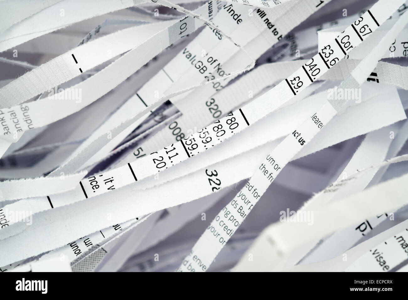 security shredding financial bank statements & documents Stock Photo