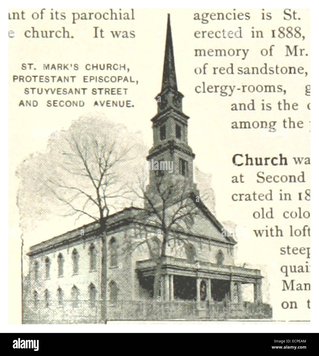(King1893NYC) pg357 ST. MARK'S CHURCH, PROTESTANT EPISCOPAL, STYESANT STREET AND SECOND AVENUE Stock Photo