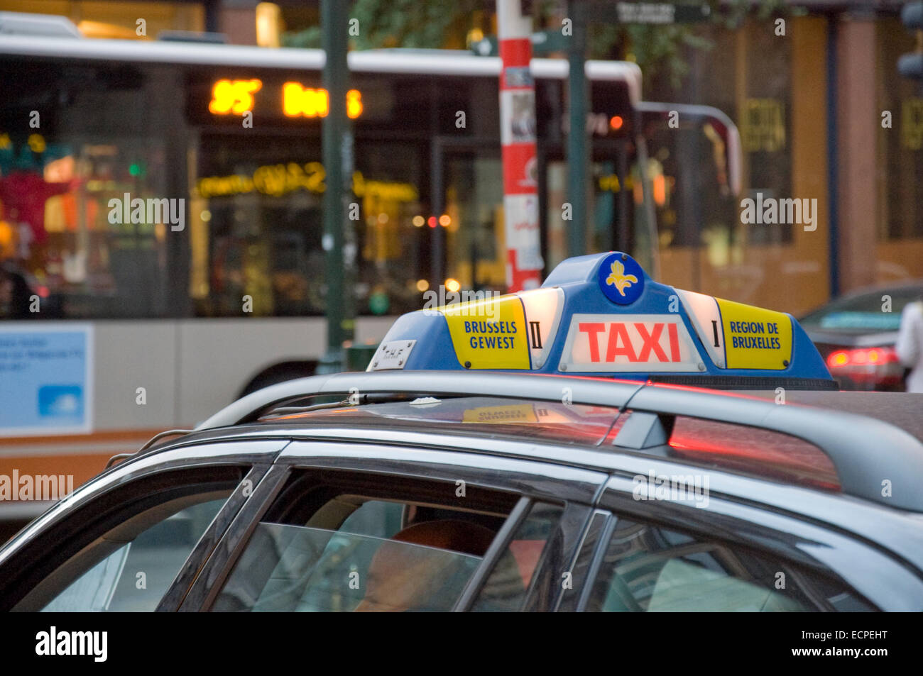 taxi cab in Brussels Belgium Stock Photo