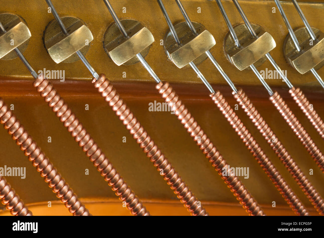 Macro of piano-Strings Stock Photo