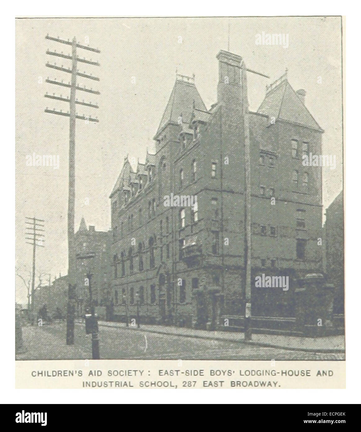 (King1893NYC) pg434 CHILDREN'S AID SOCIETY. EAST-SIDE BOYS- LODGING-HOUSE AND INDUSTRIAL SCHOOL, 287 EAST BROADWAY Stock Photo
