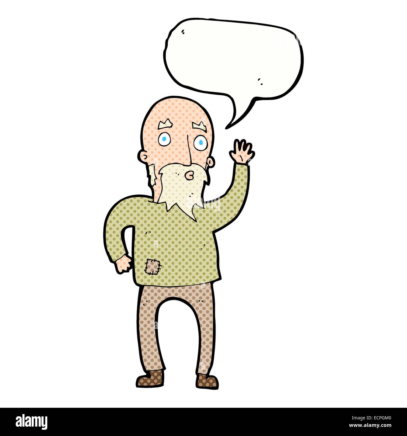 cartoon old man waving with speech bubble Stock Vector Image & Art - Alamy