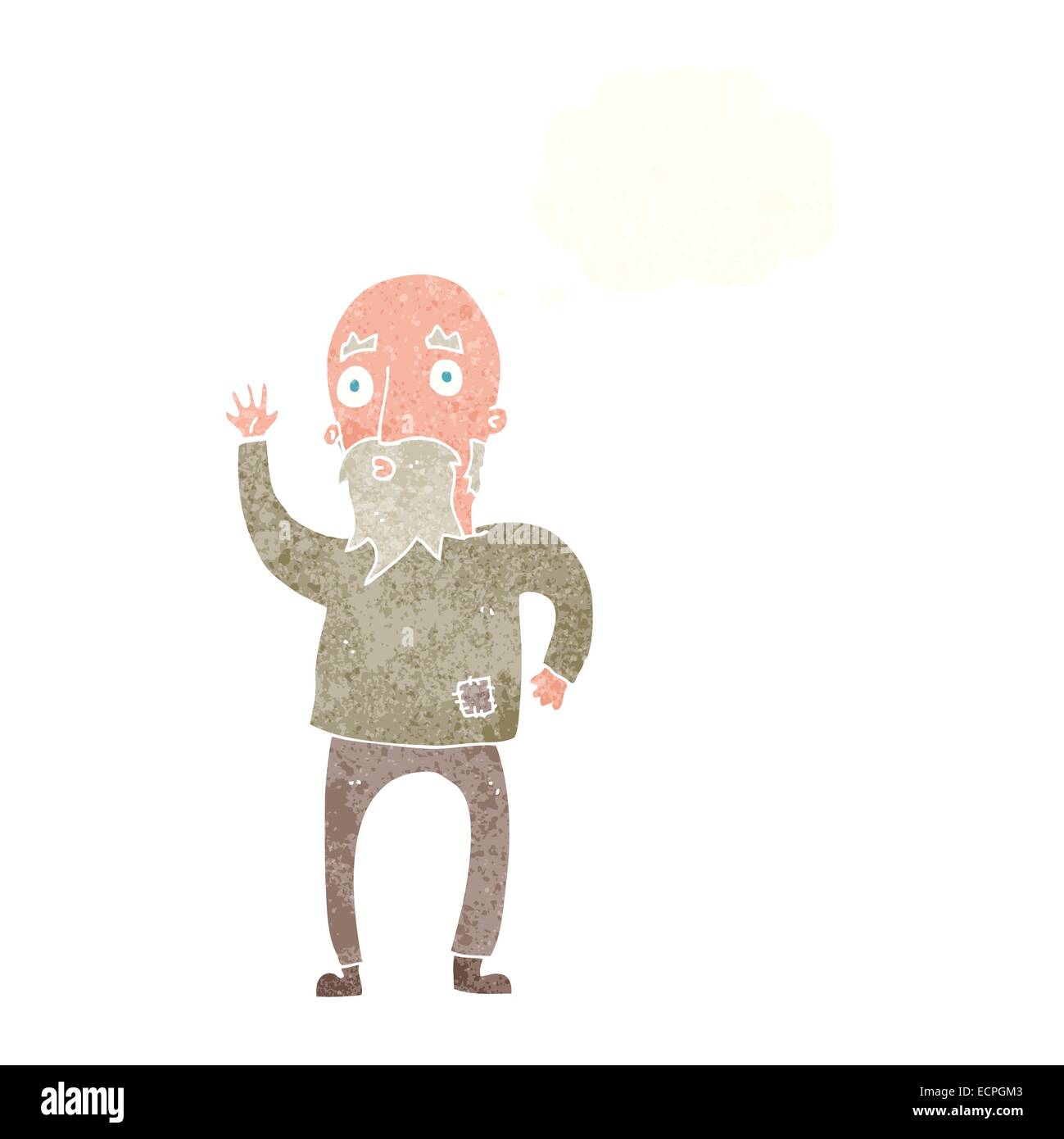 cartoon old man waving with thought bubble Stock Vector Image & Art - Alamy