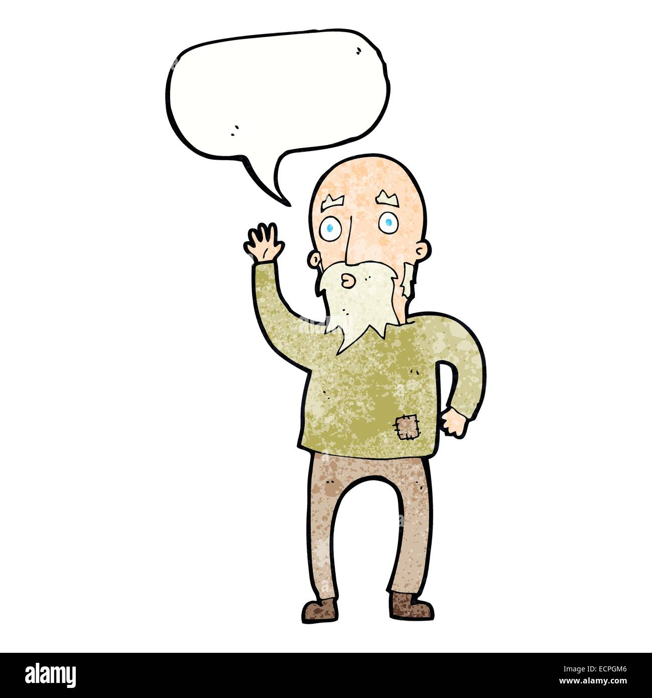 cartoon old man waving with speech bubble Stock Vector Image & Art - Alamy